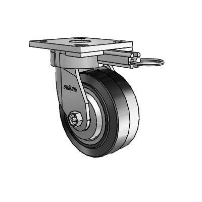 4 Series Kingpinless Casters Top Plate Swivel Caster with 5 x 2 Performa Rubber (Flat/Black) wheel