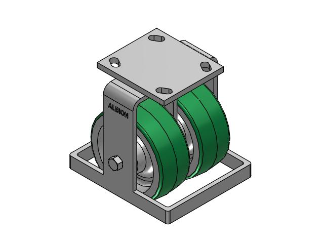 115 Series Top Plate Rigid Green tread on aluminum core Caster with 5 x 2 PD - Polyurethane (Aluminum Core) Wheel