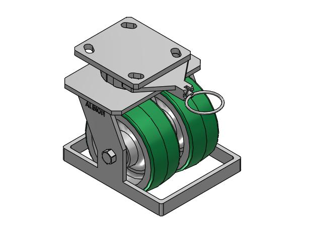 115 Series Top Plate Swivel Green tread on aluminum core Caster with 5 x 2 PD - Polyurethane (Aluminum Core) Wheel