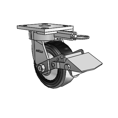 4 Series Kingpinless Casters Top Plate Swivel Caster with 5 x 2 Trans-forma LT (Flat) wheel and Tread Lock Brake
