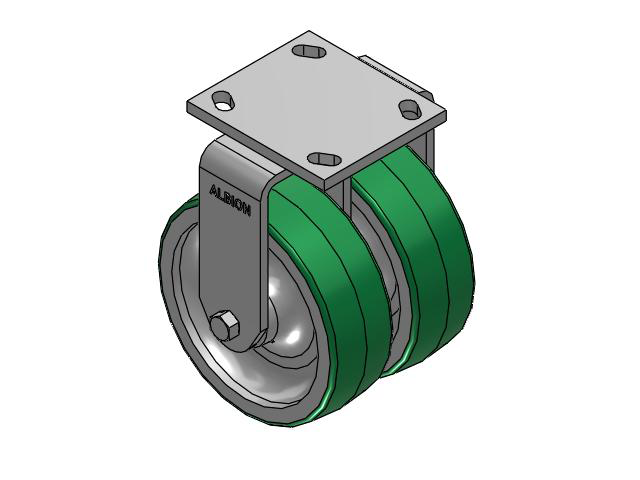 115 Series Top Plate Rigid Green tread on aluminum core Caster with 6 x 2 PD - Polyurethane (Aluminum Core) Wheel