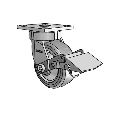 4 Series Kingpinless Casters Top Plate Swivel Caster with 5 x 2 Trans-forma (Flat) wheel and Tread Lock Brake