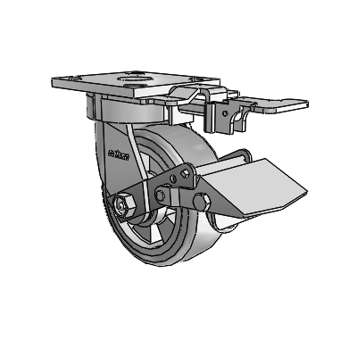 4 Series Kingpinless Casters Top Plate Swivel Caster with 5 x 2 Trans-forma (Flat) wheel and Tread Lock Brake
