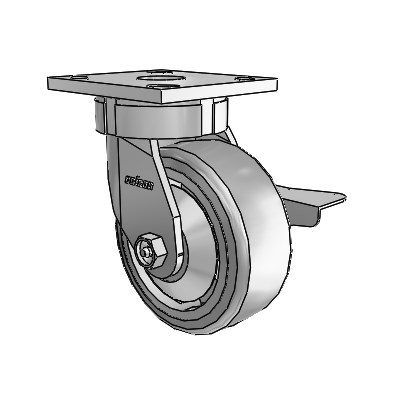 4 Series Kingpinless Casters Top Plate Swivel Caster with 5 x 2 Trans-forma HD (Flat) wheel and Side Lock Brake