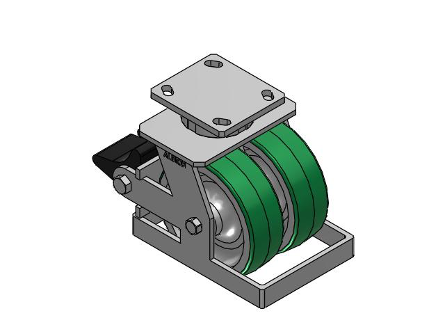 115 Series Top Plate Swivel Green tread on aluminum core Caster with 6 x 2 PD - Polyurethane (Aluminum Core) Wheel and Poly Lock Integrated Brake