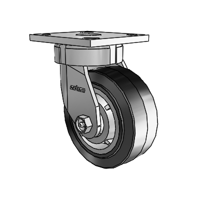 4 Series Kingpinless Casters Top Plate Swivel Caster with 5 x 2 Performa Rubber (Flat/Black) wheel