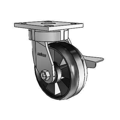 4 Series Kingpinless Casters Top Plate Swivel Caster with 5 x 2 Maxim wheel and Side Lock Brake