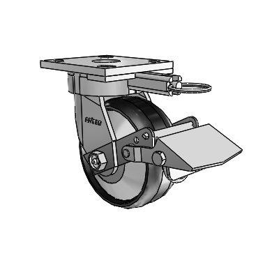 4 Series Kingpinless Casters Top Plate Swivel Caster with 5 x 2 Maxim wheel and Tread Lock Brake