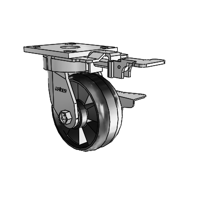 4 Series Kingpinless Casters Top Plate Swivel Caster with 5 x 2 Maxim wheel and Side Lock Brake