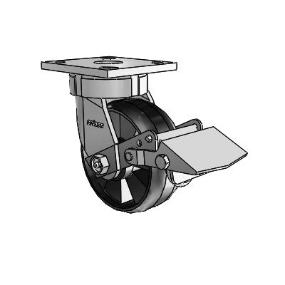 4 Series Kingpinless Casters Top Plate Swivel Caster with 5 x 2 Maxim wheel and Tread Lock Brake