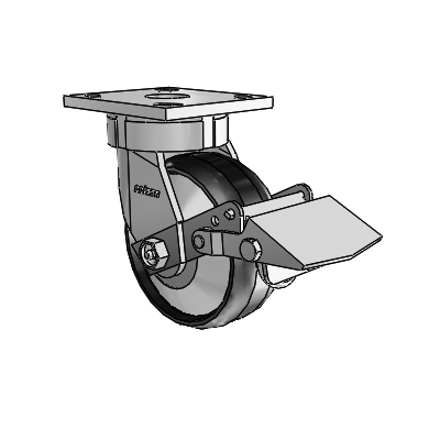 4 Series Kingpinless Casters Top Plate Swivel Caster with 5 x 2 Maxim wheel and Tread Lock Brake