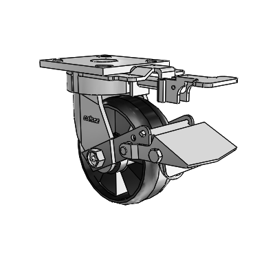 4 Series Kingpinless Casters Top Plate Swivel Caster with 5 x 2 Maxim wheel and Tread Lock Brake