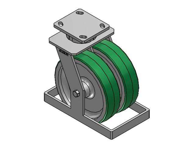 115 Series Top Plate Swivel Green tread on aluminum core Caster with 8 x 2 PD - Polyurethane (Aluminum Core) Wheel