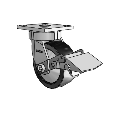 4 Series Kingpinless Casters Top Plate Swivel Caster with 5 x 2 Polyolefin wheel and Tread Lock Brake