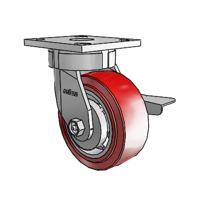 4 Series Kingpinless Casters Top Plate Swivel Caster with 5 x 2 Polyurethane HI-TECH wheel and Side Lock Brake