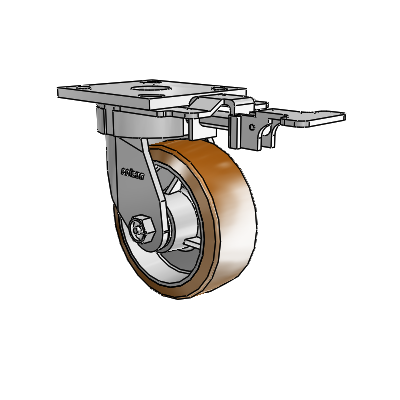 4 Series Kingpinless Casters Top Plate Swivel Caster with 5 x 2 Moldon Nylon (Aluminum Core) wheel