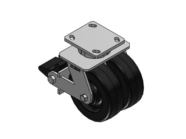 115 Series Top Plate Swivel Black Caster with 6 x 2 TM - Phenolic Wheel and Poly Lock Integrated Brake