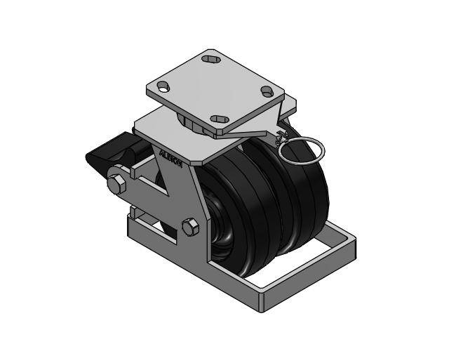 115 Series Top Plate Swivel Black Caster with 6 x 2 TM - Phenolic Wheel and Poly Lock Integrated Brake