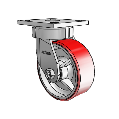 4 Series Kingpinless Casters Top Plate Swivel Caster with 5 x 2 Moldon Polyurethane (Cast Iron Core) wheel