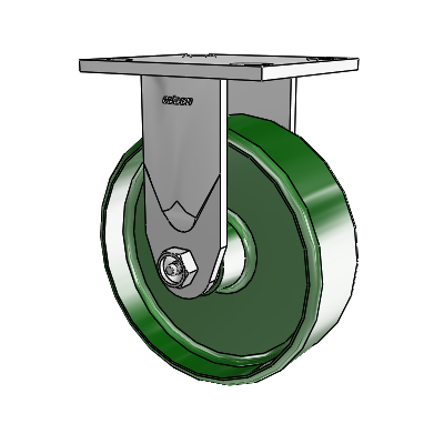 Série 4 : roulettes de 2 pouces de large, à plaque supérieure rigide, avec roue en fonte de 6 x 2