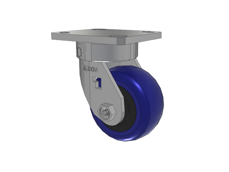 120 Series Top Plate Swivel Caster with 4 x 2 Blue Tread on Grey Polypropylene Core EG - Eagle Polyurethane (Polypropylene Core) Wheel