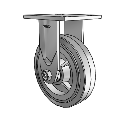 4 Series 1 1/2" Casters Top Plate Rigid Zinc with 6 x 1.5 Performa Rubber (Flat/Grey) Wheel