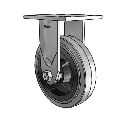 4 Series 1 1/2" Casters Top Plate Rigid Zinc with 6 x 1.5 Performa Rubber (Flat/Conductive) Wheel