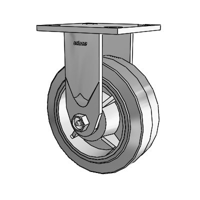 4 Series 2 Inch Wide Casters Top Plate Rigid with 6 x 2 Performa Rubber (Flat/Grey) Wheel