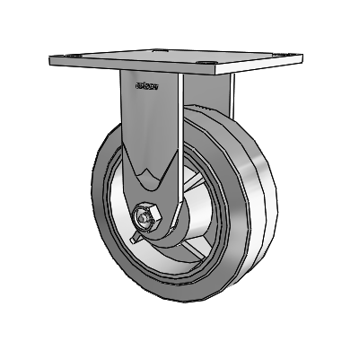 Série 4 : roulettes de 2 pouces de large, à plaque supérieure rigide, avec roue en caoutchouc Performa 6 x 2 (plate/grise)