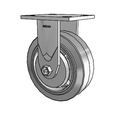 4 Series 2 Inch Wide Casters Top Plate Rigid Caster with 6 x 2 Performa Rubber (Flat/Grey) Wheel
