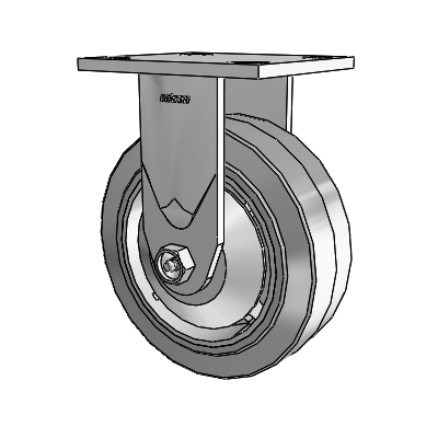 4 Series 2 Inch Wide Casters Top Plate Rigid Caster with 6 x 2 Performa Rubber (Flat/Grey) Wheel