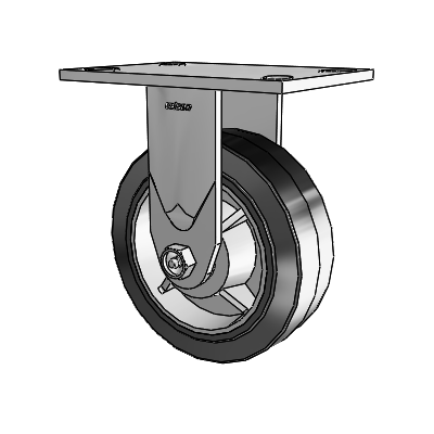 4 Series 2 Inch Wide Casters Top Plate Rigid Caster with 6 x 2 Performa Rubber (Flat/Black) Wheel