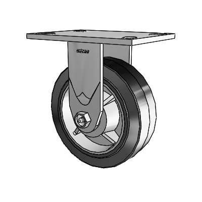 4 Series 2 Inch Wide Casters Top Plate Rigid Caster with 6 x 2 Performa Rubber (Flat/Black) Wheel
