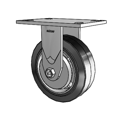 4 Series 2 Inch Wide Casters Top Plate Rigid Caster with 6 x 2 Performa Rubber (Flat/Black) Wheel