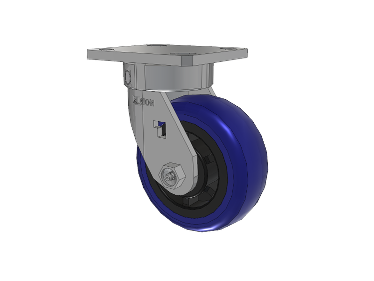 120 Series Top Plate Swivel Caster with 5 x 2 Blue Tread on Grey Polypropylene Core EG - Eagle Polyurethane (Polypropylene Core) Wheel