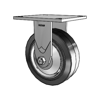 4 Series 2 Inch Wide Casters Top Plate Rigid Caster with 6 x 2 Performa Rubber (Flat/Black) Wheel