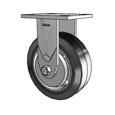 4 Series 2 Inch Wide Casters Top Plate Rigid Caster with 6 x 2 Performa Rubber (Flat/Black) Wheel