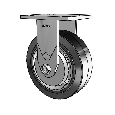4 Series 2 Inch Wide Casters Top Plate Rigid Caster with 6 x 2 Performa Rubber (Flat/Black) Wheel