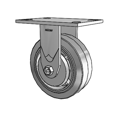 4 Series 2 Inch Wide Casters Top Plate Rigid Caster with 6 x 2 Performa Rubber (Flat/Grey) Wheel