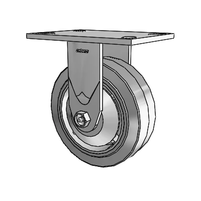 4 Series 2 Inch Wide Casters Top Plate Rigid Caster with 6 x 2 Performa Rubber (Flat/Grey) Wheel