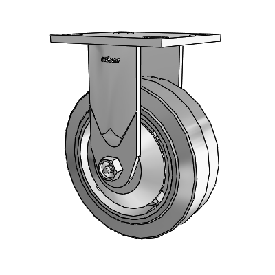 4 Series 2 Inch Wide Casters Top Plate Rigid Caster with 6 x 2 Performa Rubber (Flat/Grey) Wheel
