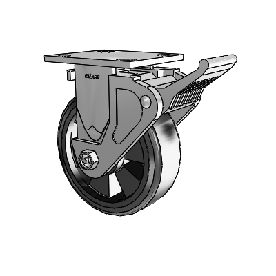 4 Series 2 Inch Wide Casters Top Plate Rigid Caster with 6 x 2 Trans-forma LT (Flat) Wheel and Tech Lock Brake