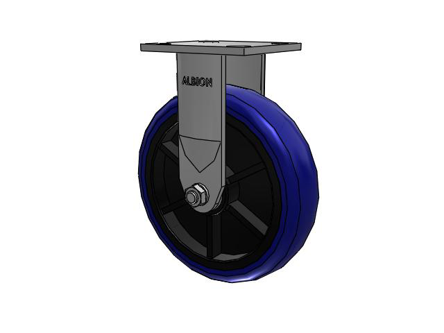 120 Series Top Plate Rigid Caster with 8 x 2 Blue Tread on Grey Polypropylene Core EG - Eagle Polyurethane (Polypropylene Core) Wheel