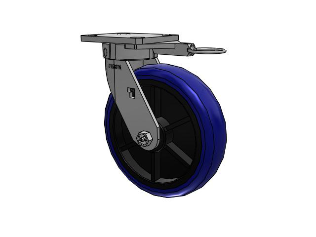 120 Series Top Plate Swivel Caster with 8 x 2 Blue Tread on Grey Polypropylene Core EG - Eagle Polyurethane (Polypropylene Core) Wheel