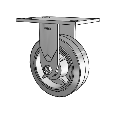 4 Series 2 Inch Wide Casters Top Plate Rigid Caster with 6 x 2 Performa Rubber (Flat/Grey) Wheel