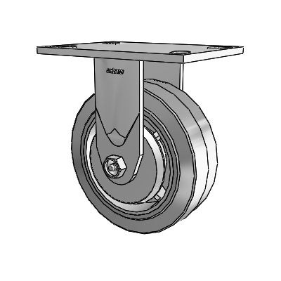 Série 4 : roulettes de 2 pouces de large, à plaque supérieure rigide, avec roue en caoutchouc Performa 6 x 2 (plate/grise)