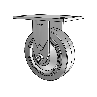 Série 4 : roulettes de 2 pouces de large, à plaque supérieure rigide, avec roue en caoutchouc Performa 6 x 2 (plate/grise)