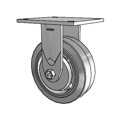 Série 4 : roulettes de 2 pouces de large, à plaque supérieure rigide, avec roue en caoutchouc Performa 6 x 2 (plate/grise)