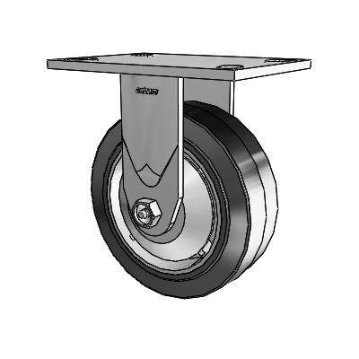 Série 4 : roulettes de 2 pouces de large, à plaque supérieure rigide, avec roue en caoutchouc Performa 6 x 2 (plate/noire)
