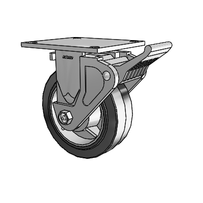 4 Series 2 Inch Wide Casters Top Plate Rigid Caster with 6 x 2 Performa Rubber (Flat/Black) Wheel and Tech Lock Brake